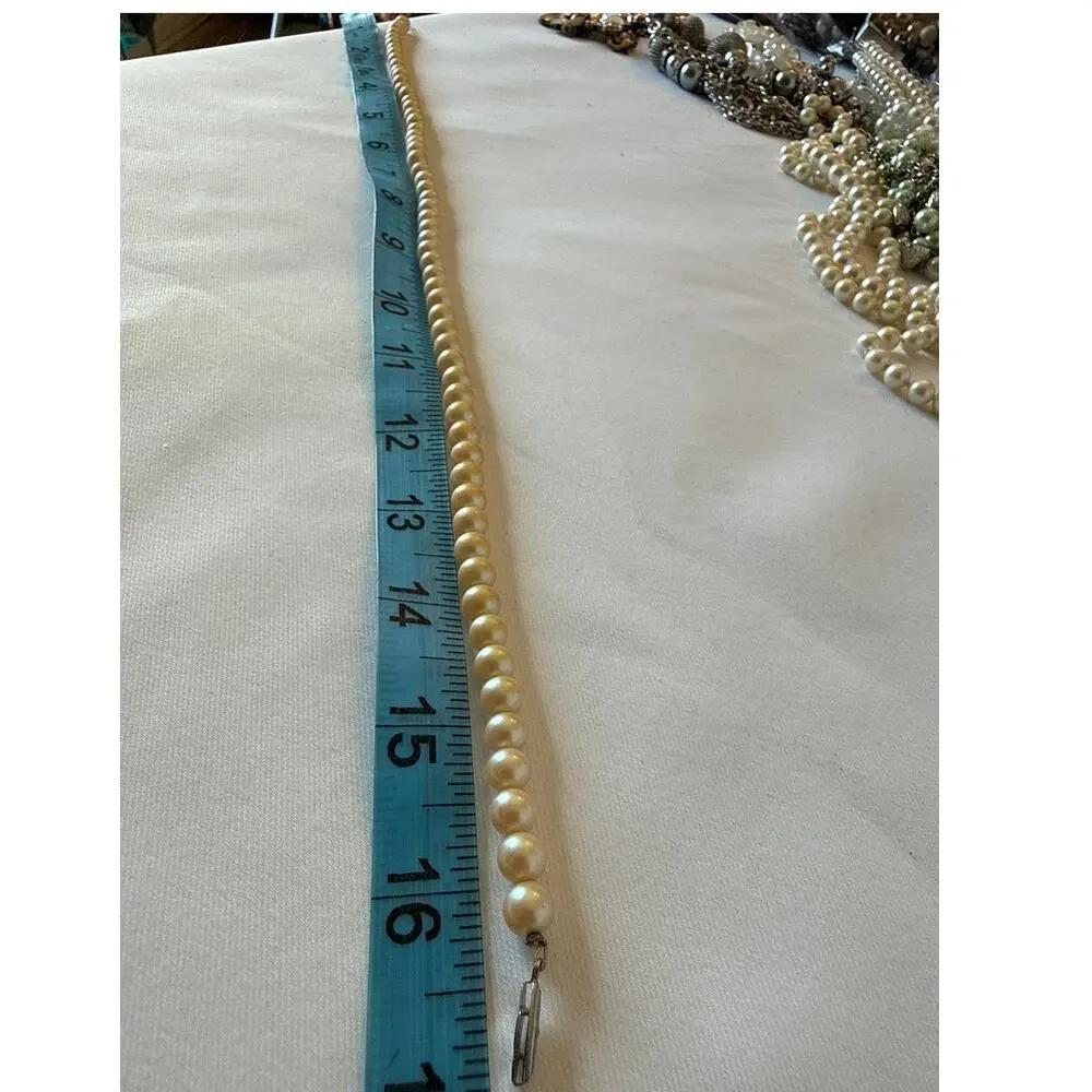 Vintage Made in Japan Faux Pearl Necklace Champagne Cream Mid Century Jewelry